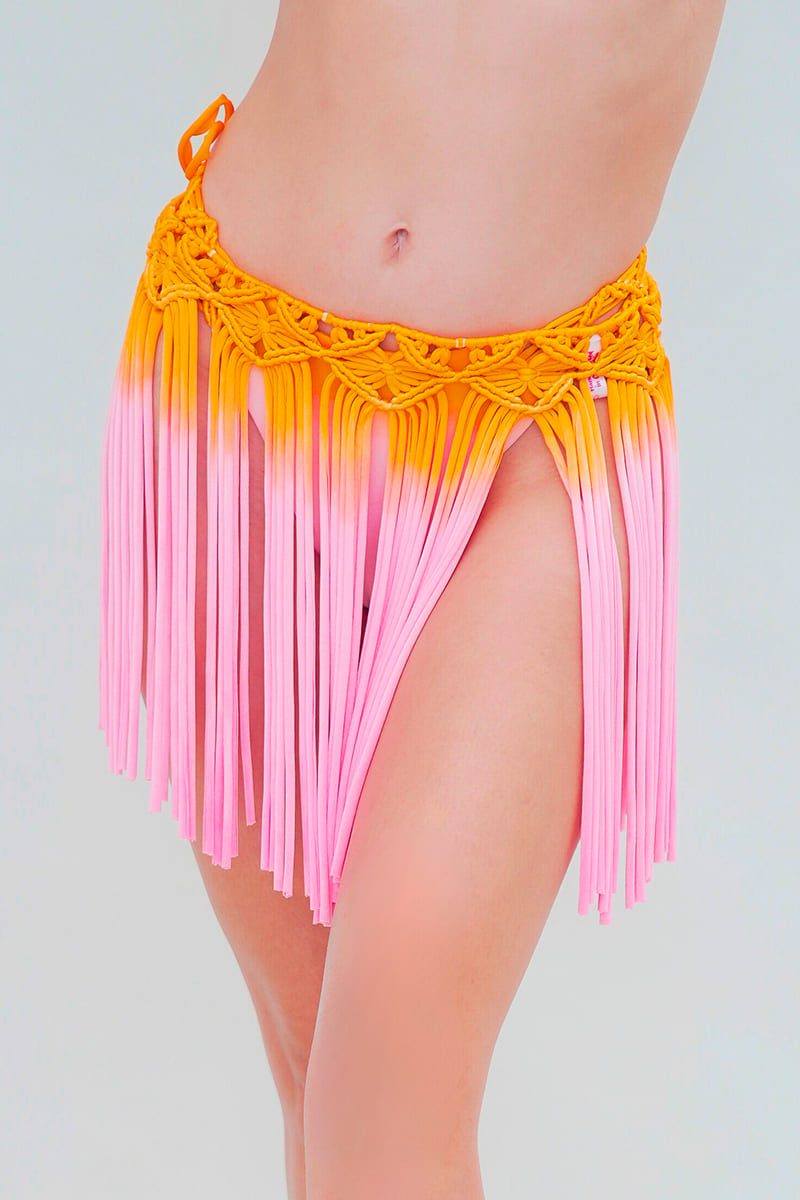 Short Macrame Skirt - Sunrise Gradient