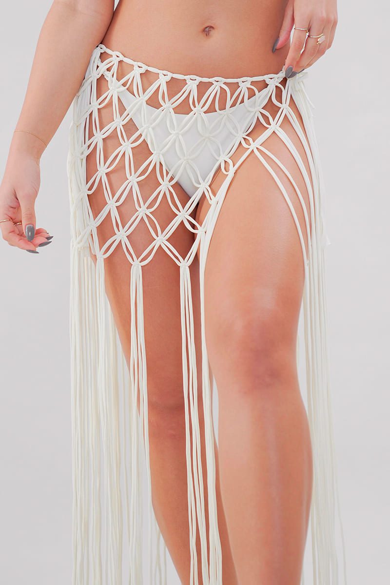 Aurora Beach Macrame Skirt - Vanilla